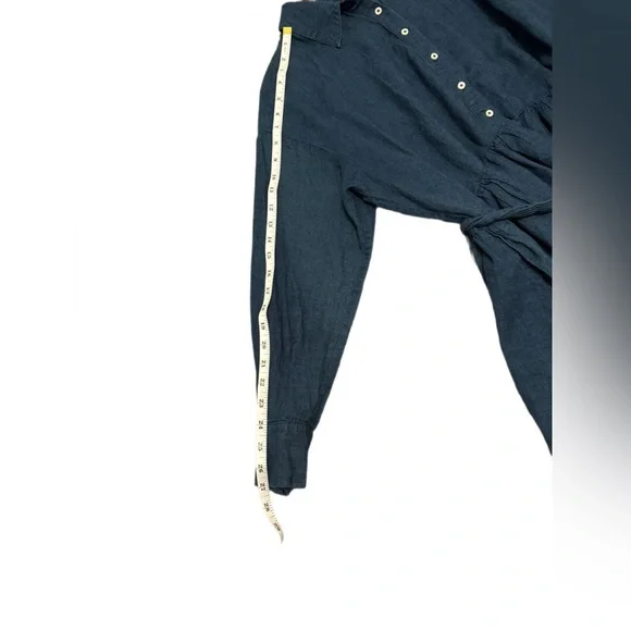 Alex Mill Indigo Linen Shirt Dress Long Sleeve Belted Button Front Size M - Picture 4 of 7